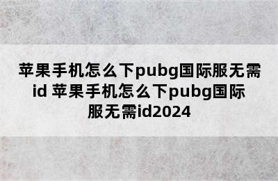 苹果手机怎么下pubg国际服无需id 苹果手机怎么下pubg国际服无需id2024